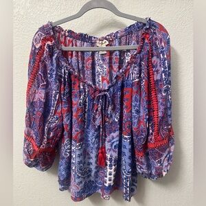 Lola Vibrant Paisley Blouse with Tie Detail